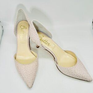 Butter Italy Kitten Heels D'Orsay Nude Animal Print Pattern Pumps SZ 6.5